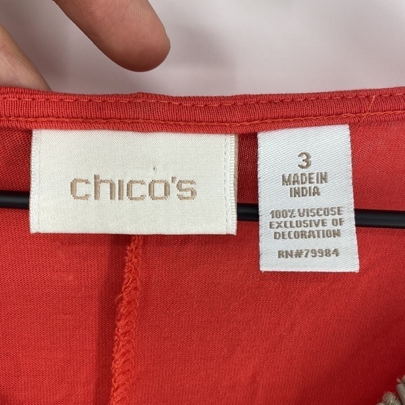 Chicos Peasant Embellished Neck Beaded Top - Picture 5 of 5